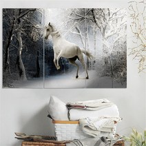말 그림 돈나무 액자 Unframed 흰 말 그림 캔버스 아트 Quadros 장식 풍경 홈 벽 예술 동물 오일 거실 3pc, 01 40x80cmx3pcs