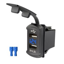 3.1A 범용 듀얼 USB 포트 충전기 소켓 어댑터 콘센트 12-24V 방수 자동차 전화 전원 라인 d5와 바이크 오토, 01 Blue