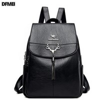 DFMEI 여성 가죽 백팩 가방 심플 스트랩 스퀘어