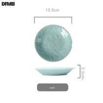 DFMEI 청자 연화접시 라지 반찬그릇 도자기접시 진열대 소중대 과일접시, 핑크 블루 6인치, 1개