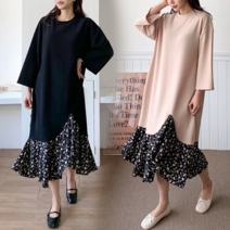 NewCare 여성 롱원피스 플라워프릴 배색 봄 살랑살랑 원피스