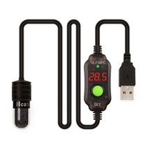 C9GC 미니 수족관 히터 물고기 잠수정 히터 USB 충전 온도 디스플레이 조정 가능한 범위 64.4-93.2 °F