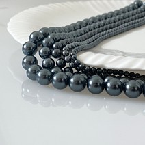 [DB4-003] 핵진주 블랙 무광 라운드 [1줄] 진주 팔찌 목걸이만들기 DIY 재료