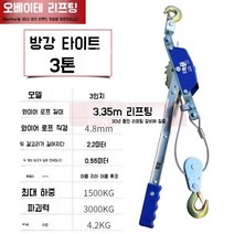 핸드파워풀러 와이어 로프 케이블 조임 텐셔너 깔깔이, 3T (더블 훅 및 더블 로프)