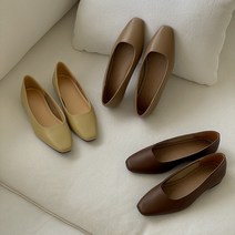 곰블리 / 곰블리 소가죽 스퀘어 플랫슈즈 여성 로엔 단화 2cm