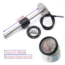 레드 백라이트 연료 게이지 52MM 레벨 센서 125MM 0-190ohm 보트 용 오일 탱크 표시기, 06 225mm