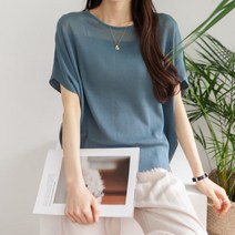 여성 데일리 여름 반팔티 티셔츠 코지 가오리니트