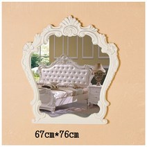 JINGHENG 우드 벽거울 인테리어프로방스 유럽풍 앤틱클래식, 원사이즈 + 크라운 미러 아이보리 실버