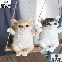 선물용소품 캣타워 선반 장식용 그네타는 고양이 장식소품, 브라운