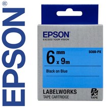 *정품* [ EPSON ] 라벨테이프, SC6B-PX [6mm 파랑/검정글씨]