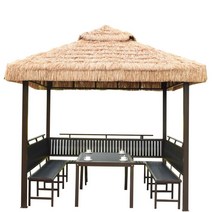 통나무집 원두막 농막 파고라 방갈로 야외 정자, 3.5×3.5미터 초가정 + 주변 천