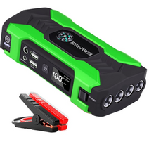 점프스타트 스타터 차량용 자동차 점프 12v 11000mah 피크 전류 600a 전원 은행 자동차 비상 시작 전원 12v 배터리 라이터 디지털 디스플레이, 초록