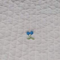 무형광 14mm 줄누빔 원단 체리 자수 디자인 (60수 명품 고급 누빔천 면 누비 원단), 레드