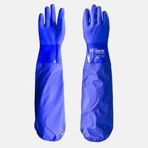 핸드맥스 어업 수산업 산업용 안전 토시형 장갑 PVC 코팅 308 블루그랩슬리브 60cm, XL