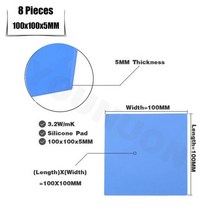 8개 100x100x0.5mm 1mm 2mm 3mm 4mm 청색 흰색 녹색 조합 열 패드 냉각 전도성 실리콘, 8PCS 5MM_White