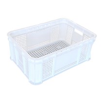 뉴플라스틱 운반상자 6호 운반 수납 플라스틱 바구니 사각 농수산물, 화이트, 1개