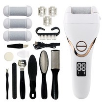 Cooela 전동 발 각질 제거기 11 in 1 세트 뒤꿈치 발 바닥 복숭아뼈 관리 남자 여자, 흰색