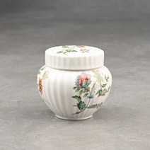 [성연티세라] 백자 골(꽃) 스쿠류뚜껑 단지(300g) 꿀단지 경옥고단지, 1개