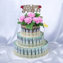 돈케이크 만들기 지폐70장용 4단세트, 사랑합니다(고급 펠트), 비누장미(혼합 A세트)+리본A세트(핑크+레드), 케이스선택