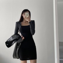 어멜리스 여성용 패드 볼레로 배색 미니 원피스 (3color)