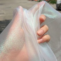 벨벳천 3/5/10m 반짝이 아발론 Organza 패브릭 화려한 원사 천 소재 바느질 드레스 웨딩 장식 화이트 핑크, 01 1_04 150cmx10M