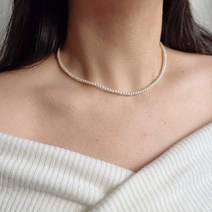 크림 진주 초커 3mm 레이어드 미니 진주 목걸이