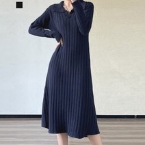 페리 오픈 카라 니트 원피스