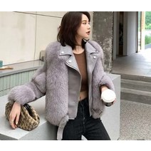 유행 따뜻한 짧은 여우 모피 코트와 양피 가죽 전체 오토바이 자켓 럭셔리 여성 2022 겨울 새로운