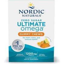 애견 오메가3 Nordic Naturals Zero Sugar 얼티밋 탑 플리츠 껌 동물성 과일 플레인 54개 동맥 척추 및 인체 건강지원 GMO 프리 올려자 27회 쭉