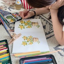 그림초보 꽃그림 수채화 그림배우기 컬러링북과 수채물감24색 세트+제이쌤 무료클래스20강