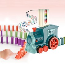 자동 도미노 기차 도미노칩 60개, 블루