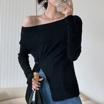 오픈숄더 골지 오프숄더니트 루즈핏 스웨터