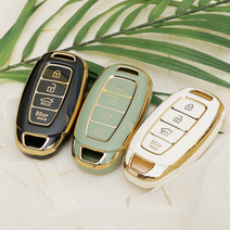 바이어블 자동차 스마트키 폴딩키 TPU 풀커버 케이스 현대 기아 쉐보레 벤츠 아우디 BMW, 01) 3버튼 A1타입 (VA-TA28), 그린골드