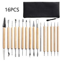 도자기 만들기 공예 공방 조각도 도구 점토 조각 운반 케이스 가방이있는 조각 키트 모델링 diy, 16pcs 세트