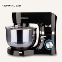스파이럴 믹서 업소용 가정용 제빵 스파 반죽기 휘핑기 다기능 반죽기 1500W 반죽 믹서 5.5L 용량 상업용 가정용 계란 크림 샐러드나 케익 만들 때 사용 157193, Black, 미국