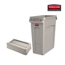 러버메이드 [러버메이드]벤티드 슬림짐 틈새 대형 휴지통/분리수거함+스윙뚜껑 60L, 선택완료, 베이지