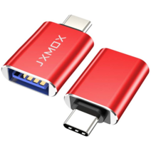 USB C to USB 어댑터 [2-Pack] JXMOX Thunderbolt 3 to USB 3.0 OTG 어댑터, 붉은색 두 벌