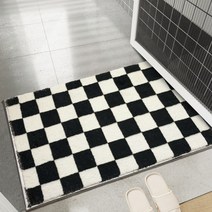 체크 입체무늬 발매트 현관 디딤판 주방 욕실 발타올, 블랙 40x120