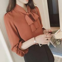 리본블라우스 여성 쉬즈미스 하객룩 봄 가을 티 셔츠 레이스 실크 쉬폰 화이트 코디 상의 핏 옷