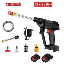 고압세차기 고압세척기 충전 무선 가정용 고압 세척기 12000mah car washer 스프레이 물총 휴대용 청소기 세탁기 makita 18v 배터리, 2 배터리 블랙