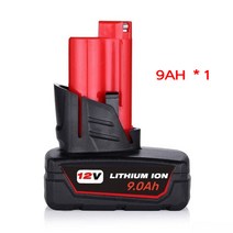 밀워키 호환 배터리 12V 3Ah 6Ah 9Ah 충전기 밧데리, 9Ah 1개, 1개