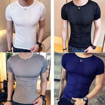 모던한 라운드 넥 남성 스포츠 이너 웨어 스판 반팔 티셔츠 냉감 골프 머슬 핏 비치 룩 운동 런닝 고급 낚시 캠핑 차박 남자 셔츠 썸머 쿨 아이스 냉장고 냉감 쿨링 티 베이직한