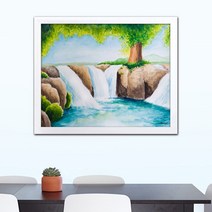 나봄갤러리 폭포그림 돈들어오는그림 폭포사진 재물운, 2.심플 화이트 액자