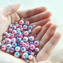 오로라진주 200P 데코촬영진주 4미리 6미리 8미리 10미리 4가지 사이즈 조합 진주알 인어진주 촬영소품진주, 러블리핑크