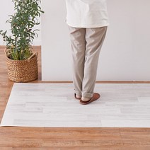 하기와라 쿠션 플로어 키친 매트(약 45×270 cm 나뭇결 샤비 화이트) 물 닦을 수 있는 항균 방곰팡이 항바이러스 방염 미끄럼 방지 씰 첨부 컷 OK 일본제