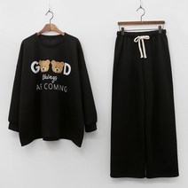 퍼니걸스 5764 루즈핏 기모 곰돌이 트레이닝 세트 여성의류