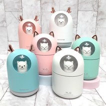 1+1 건조한 사무실 청소간편 가습기 자동차용 충전식 탁상용 개인용 미니 가습기 실내 가성비 조명 가습기, 댕댕이블루, 댕댕이블루