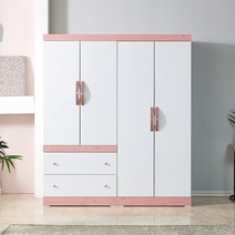 해해동동 클라라(댐퍼경첩)1600투서랍 장롱세트(2서랍옷장+옷장or이불장)신제품 (88), 긴문형 내부 - 이불장, 화이트핑크