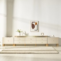 리엔까사 리안 높은 거실장 티비다이 (우드&골드), A-리안 거실장 + B-협탁 1개 (우드&골드)