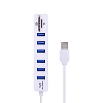 CHIPAL-3 포트 USB 2.0 허브 6 포트 USB2.0 분배기 + 카드 리더기 미니 2 인 1 카드리더 SD TF 마이크로 SD Windows XP/7/8 vist용, 흰색 6 포트 USB2.0